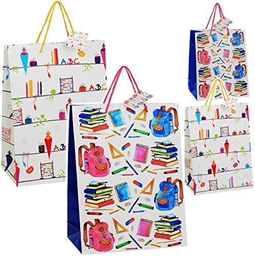 alles-meine.de GmbH 5 Stück Geschenktasche/Geschenkbeutel - Schulanfang & Prüfung MITTEL - 24 cm ! Geschenktüte/Geschenkverpackung - Verpackung - Einschulung - Tüte Beute..
