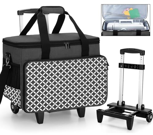 Yarwo Staccabile Borsa Trolley per Macchina da Cucire, Borsa per Macchina da Cucire con Tavola di Legno per Sostenere Il Fondo, Adatto per la Maggior Parte delle Macchine da Cucire Universali