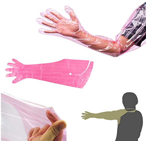 Zaky 37 Zoll Einweghandschuhe Lange Kunststoffhandschuhe Schulterhandschuhe können das Herunterfallen von Handschuhen verhindern Material mit hoher Dichte Keine Leckage （10 Stück）