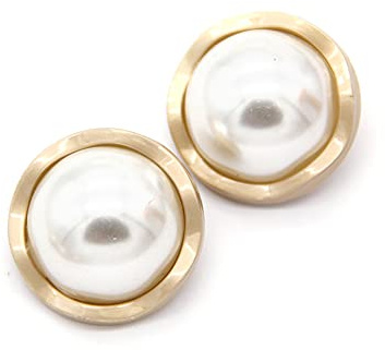 5PCS Pearl Gold Metal Women Coat Buttons for Clothing Sweater Decoration Sewing Crafts Accessories (#6, 20mm)
