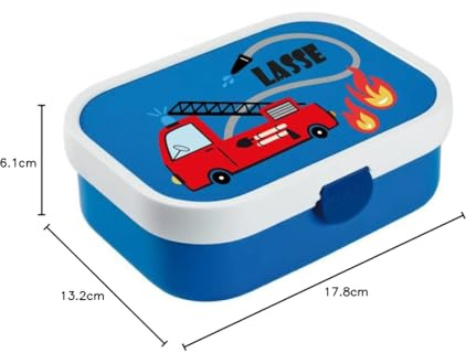 4youDesign | Mepal Bento Box & Trinkflasche Set personalisiert Feuerwehrauto blau – Geschenk für Kinder Weihnachten, Nikolaus, Geburtstag - Auslaufsicher – Brotdose 750ml, 400ml Flasche (Cool Blue)
