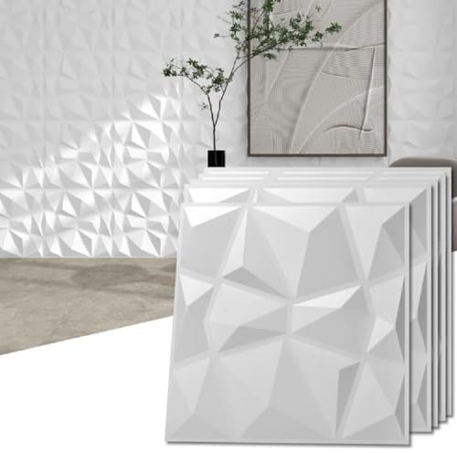 Pack de 15 panneaux muraux 3D en PVC avec texture diamant - Carreaux muraux imperméables de 30 * 30 cm - Panneau mural 3D pour salle de jeux, salon, arrière-plan TV, cuisine, salle de bain et plus