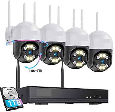 LERORA Fotocamera di Sicurezza Interna di telecamere di Sicurezza Wireless PTZ 2K Telecamere IP Pan/Tilt da 3 MP Telecamere IP da Esterno 8CH 3MP Sorveglianza CCTV NVR