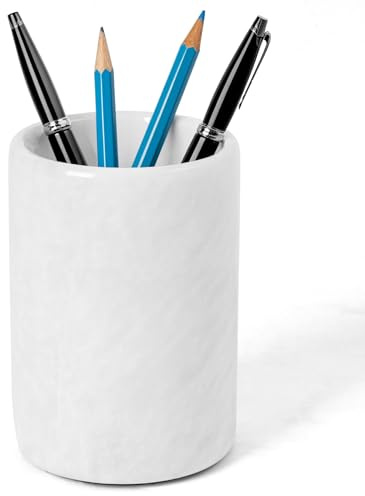 Radicaln Organiseur de bureau en marbre blanc 4 x 3 pouces, support de papeterie fait main pour accessoires de bureau pour femme