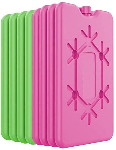 Kühlakkus für kühltasche - kühlakkus - 8 Stück à 200 ml-Wiederverwendbarer ultradünner kühlelement- Geeignet für Outdoor-Aktivitäten zum Mitnehmen, um Lebensmittel frisch zu halten (Grün Rot 4)