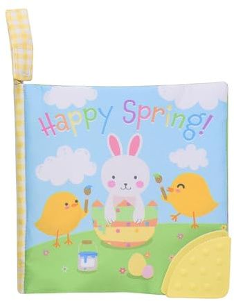 Magic Years 5 inch Soft, Crinkle Activity Book with Teether and Travel Strap for Baby, Happy Spring, Multicolored, Easter