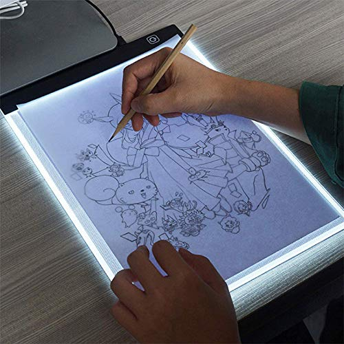 OHMG LED Leuchttisch A3 für 5D Diamond Painting Zubehör Einstellbare Helligkeit und Speicher-Touch-Taste Diamant Painting Lichtplatten 5mm Ultradünne Zeichenbrett Led Licht Pad A3 mit USB-Kabel