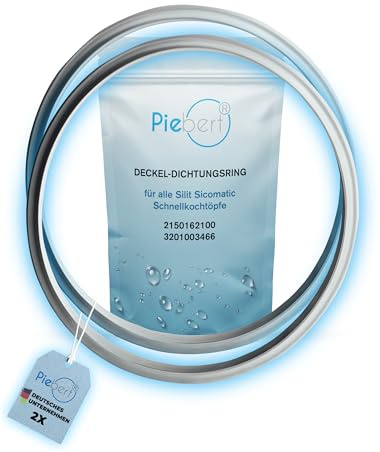 2x Piebert Dichtung 39154 22cm für Silit Sicomatic® Schnellkochtopf Deckel, grau, Silikon, 22cm Innendurchmesser, 24,5cm Außendurchmesser für 3l 4,5l 6,5l 8,5l wie 4004633162100