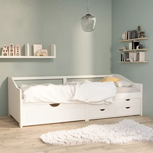 ZQQLVOO Bettgestell Familienbett Palettenbett Tagesbett 3-Sitzer mit Schubladen Weiß Kiefernholz 90x200 cm