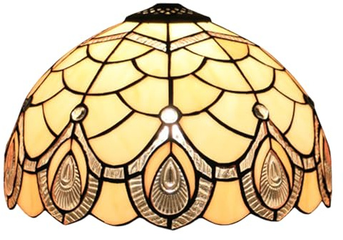 Lampenschirm Ersatz 12 Creme Bernstein Buntglas Lampenschirme nur mit Kappe klar Pfau Perlen Weinlese-Licht Abdeckung fit für Tischlampe Pendelleuchte Deckenleuchte Haus Dekoration