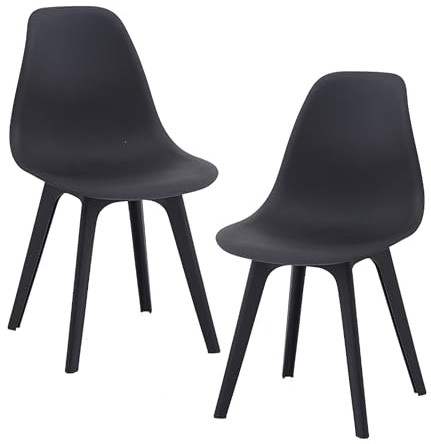 Mingone Esszimmerstuhl Gartenstuhl Campingstuhl Küchenstühle 2er Set Stühle Schwarz für Terrassen Garten,47x51x82cm
