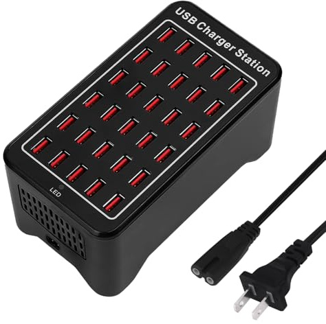 Chargeur USB à 30 ports, chargeur intelligent USB 150 W/30 A, hub de charge de bureau 30 en 1, station de charge USB multi-ports pour Samsung/iPhone/iPad/Google Pixel/tablettes et autres appareils