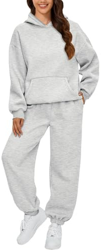 Tuta completa da donna UK 2 pezzi Co Ord Set Outfits Felpa con cappuccio e pantaloni della tuta Jogger Set Ladies Gym Activewear Y2k Lounge Wear, Grigio, S