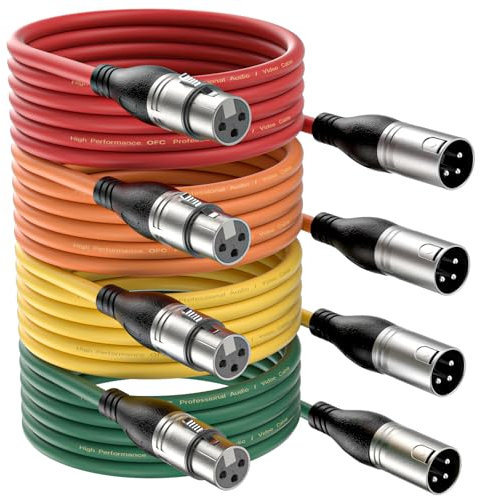 NUOSIYA XLR Cable 1m - 4 Colors Balanced Microphone Cable， 3 Pin Male to Female Extender Cord for Studio Recorder, Mic, Mixer, Speaker System, Phantom Power