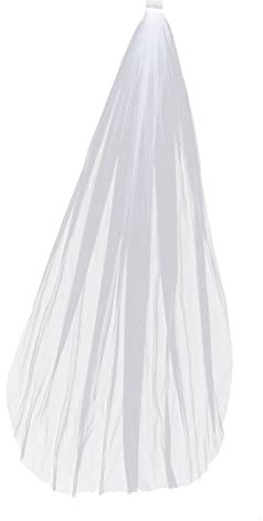 TOGEVAL Eleganter Brautschleier Mit Kamm Hochzeitsschleier Für Die Zukünftige Braut Bodenlang Reines Weiß 0 8 Meter Zufälliger Stil
