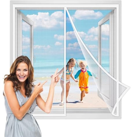 Fly Screens for Doors Balcony Insect Privacy Door Screen,White Fly Door Screen for Cellar Kitchen Living Room French Door,Keeps Mosquitoes Insects Out W60xH145cm