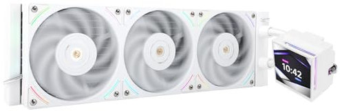 TR-Hyper Vision 360 UB ARGB White CPU Water Cooler,360mm Aio,IPS LCD Screen with 480x480 Resolution,Magnetic Panel Screen,Liquid CPU Cooler for AM4/AM5;Intel LGA1700/1851,3.95in LCD Display