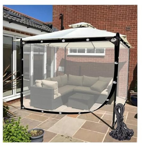 LGJEGD Gazebo Curtains Outdoor Waterproof Pe, Pergola Covers with Grommets Clear Tarp Panel Waterproof (9.84x6.56'/3x2m)