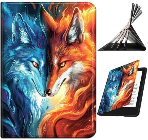 RWUTYTIUL Schutzhülle für Amazon Kindle Fire HD 8 & 8 Plus (12. / 10. Generation, 2024/2022/2020), stoßfest, intelligent, Multi-Winkel-Ansicht, Tablet-Hülle mit automatischer Sleep/Wake-Funktion, Rot