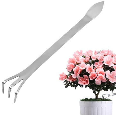 Râteau à | Petit râteau à Main en Acier Inoxydable, Outils de Jardin légers à Double tête pour desserrer et Compacter Le Sol