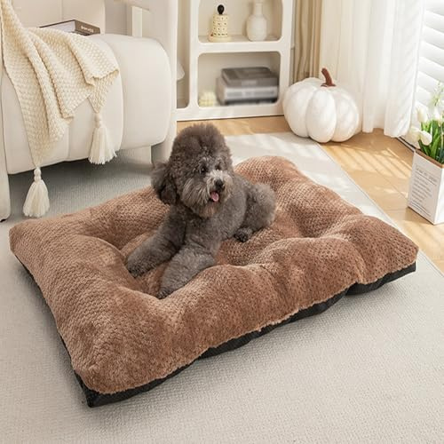 Generisch Rutschfester Hundebett Grosse Mittelgrosse Kleine Hunde, Waschbar Outdoor Hundematte, Komfort Weiches Hundedecke, Hundekissen Für Box, Für Katzenbett Haustierbett,Khaki,55X40X12cm