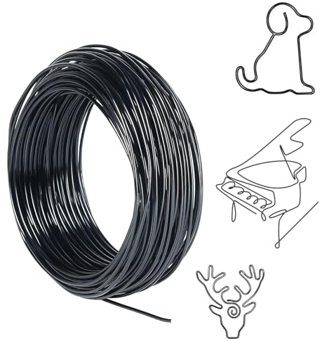 Uxreoib Alambre para manualidades, 2 mm x 30 m, alambre para manualidades, joyas, alambre de aluminio, alambre de modelado, alambre inoxidable para bisutería, manualidades (plateado) (negro)