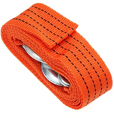 Cuerda de Remolque de Coche 4m 3 Toneladas de Poliéster Naranja | Uso Exterior, Tira Fluorescente Visible de Noche, Ganchos Seguros para Evitar Caídas