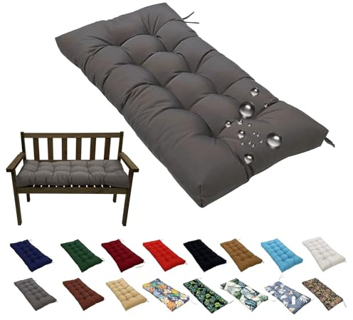 NIDSNID Coussin pour Banc de Jardin 130x50cm - Exterieur/Interieur - 8cm d'épaisseur Coussins Assise & Dossier Souples - Confortable Coussins pour terrasse,Balcon,Banquette (Gris)
