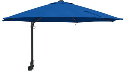 vidaXL Parasol de Jardin Bleu et Noir 248 x 248 x 148 cm, Parasol Rond Moderne, résistant aux UV, à l'eau, pour Le Jardin et la terrasse, Ombre Outdoor, Protection Solaire