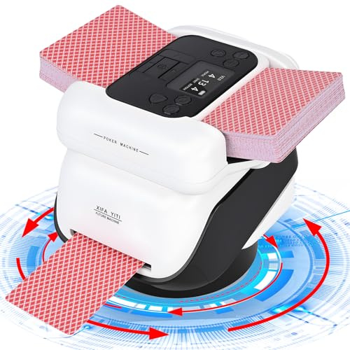 LustLocke Mezclador automático eléctrico y distribuidor de tarjetas 2 en 1, máquina mezcladora de tarjetas con rotación de 360 grados, para juegos UNO, blackjack y Texas Hold'em
