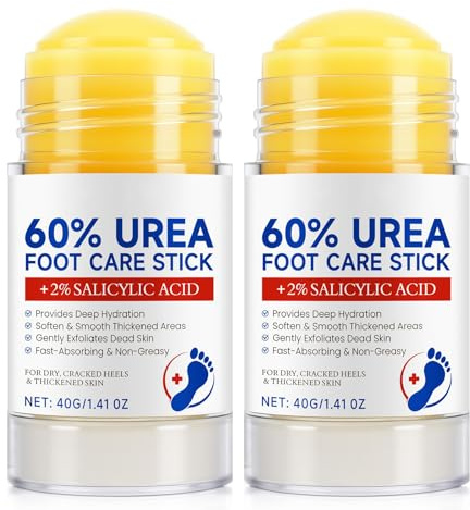 2PCS Urea Cream 60 Percent for Feet with Salicylic Acid - Intensive Callus & Hard Skin Remover - Cracked Heel Repair Balm - Urea Foot Cream for Hydrates - Moisturising Foot Care Stick for Men & Women