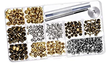 HAWILLOSCH 240pcs Leather Snap Fastener Kit Press Buttons and Fixing Tools, Double Side Metal Snap Tool Set for DIY Leather Craft, 6mm and 8mm Sizes Storage Box for Craft Supplies