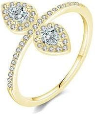 BCughia Damen Ring Gold 585 Echtgold, Gelbgold Verlobungsring Blätter mit Moissanit Damen Ringe Freundschaft Größe 60