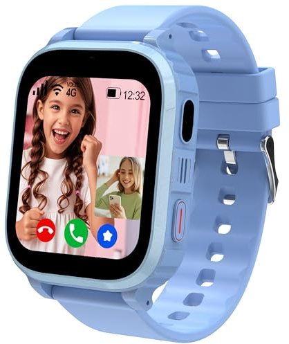 4G Kids Smart Watch Boys Girls, Smart Watch for Kids GPS Tracker Watch Phone Video Call Voice Chat SOS Games School Mode Alarm IP68 Waterproof, Smartwatch Toy Birthday Gifts for 4-12 Years Old