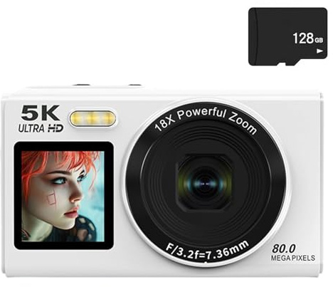 80MP Macchina Fotografica di Viaggio 5K Doppio Schermo Operare 18X Funzione Zoom Digitale Connessione WiFi Integra In Lampeggiante Per Fotografia Avventura Fotocamera Digitale