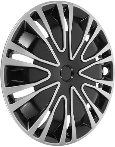Healeved Enjoliveur de Roue 13 Pouces en Polypropylène Résistant Cache-Moyeu Décoratif Argenté et Noir Accessoire Auto pour Protection Poussière et Eau Compatible Jantes Voiture