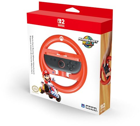 HORI Mario Kart Racing Wheel Attachment for Nintendo Switch 2 (Mario) - Officially Licensed by Nintendo