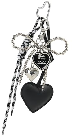 Elegante Punk Styles Taschenanhänger Silber Perlen Schleifen Schmuck Metall Taschenanhänger Dekore Anhänger Für Modische Accessoires Edgy Schleifen Herz Schlüsselanhänger Dekore