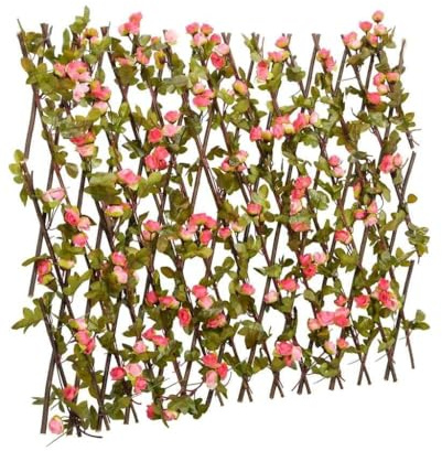 Lot de 5 treillis avec lierre artificiel extensible 180 x 60 cm - Brise-vue pour mur de jardin et extérieur - En bois PVC robuste