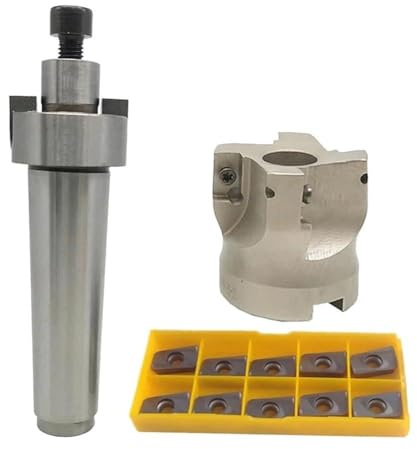 Homeponnew MT4 FMB22 Shank 50mm CNC End Milling Cutter with APMT1604 Carbide Inserts for Steel Material Machining, Rough and Plane Processing, High Hardness HRC50-55, Carburized Depth 0.8mm