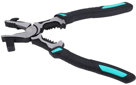 TIKATARER Pince de Clôture Multifonctionnelle, Pince à Poignée Ergonomique, Outil de Dénudage de Fil avec Arrache-clou et Tête de Marteau, Idéale pour la Construction