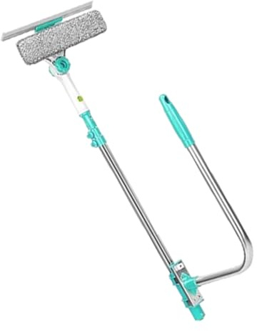 Limpiacristales Con Varilla Extensible: Herramienta De Limpieza De Microfibra, Mango En Forma De U | Limpiador De Ducha Y Vidrio, Dispositivo Escobilla De Goma Que Ahorra Espacio, Accesorio Duradero D