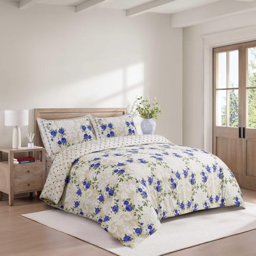 BOSKI LONDON Luxury 4 Piece Bedding Set | Duvet Cover, Fitted Sheet & Pillowcases Microfiber Quilt Cover Sets Wrinkle-Free Single Double King Super King (Christy Blue, DOUBLE)