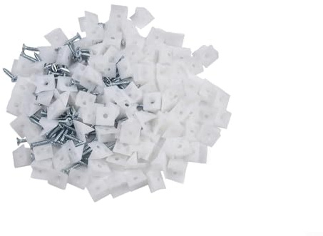 Sujetadores de reparación para refuerzo de cajones hundidos – 100 soportes de ángulo para muebles inferiores en forma de L, cuñas de soporte de plástico con tornillos de acero inoxidable transparente