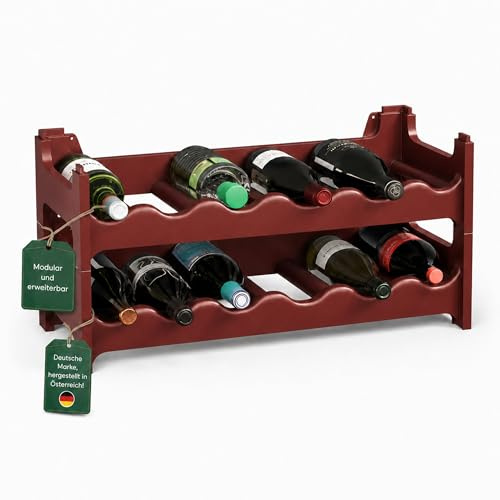 ARTECSIS® Weinregal stapelbar & modular erweiterbar Kunststoff für 12 Weinflaschen (braun) - Stabiles Flaschenregal & Getränkeregal Gastronomie-Qualität - Flaschen Weinständer & Weinflaschenhalter