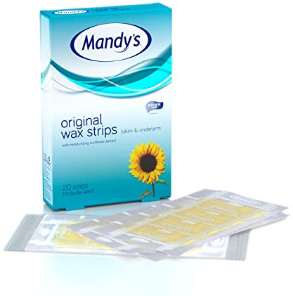 MANDY'S Wax Strips - 10 Double Sided Cold Wax Strips with Crystal Strips for Bikini Line and Underarm – Superior Grip hair removal in Sensitive Areas