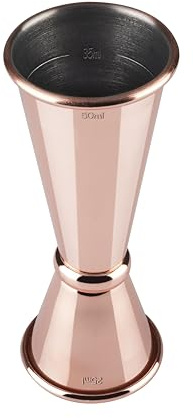 APS 93165 Barmaß, 2 cl / 4 cl Doppelmaß, Innenmaße 1 cl / 3 cl, hochwertiges Barmaß, lebensmittelecht, Jigger zum Abmessen von Zutaten für Cocktails, Kupfer-Look