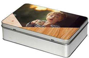 LolaPix Caja metálica personalizada con foto. Caja regalo de aluminio. Estuche personalizado. Regalo original. Varios modelos disponibles. RECTANGULAR 20x13cm