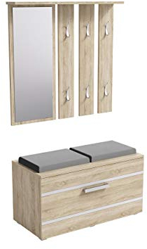 Mirjan24 Garderoben-Set Rafi Kleiderbügel mit Spiegel, Schuhschrank, Flurgarderobe, Wandgarderobe (Sonoma Eiche)