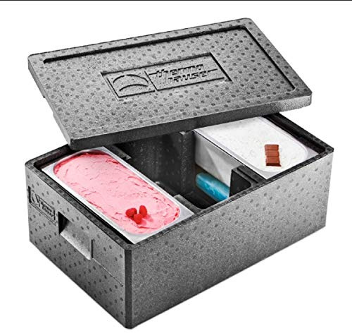 thermohauser EPP-Thermobox Eiscreme schwarz, mit Deckel, 59,5 x 39,5 x 26,6 cm